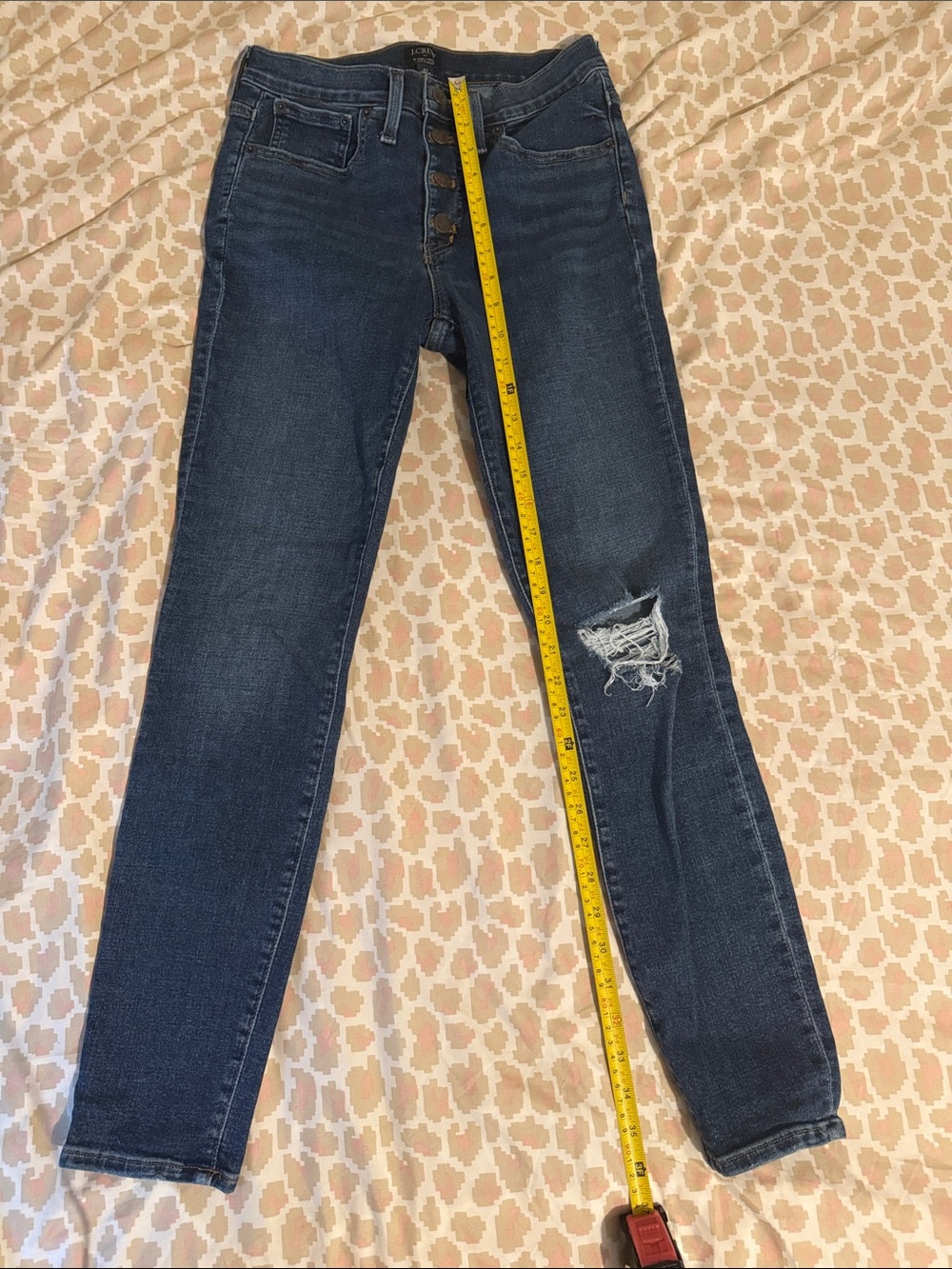 J. Crew Indigo Distressed Skinny Jeans